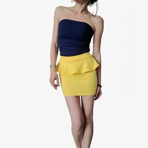 Yellow Peplum Mini Skirt
